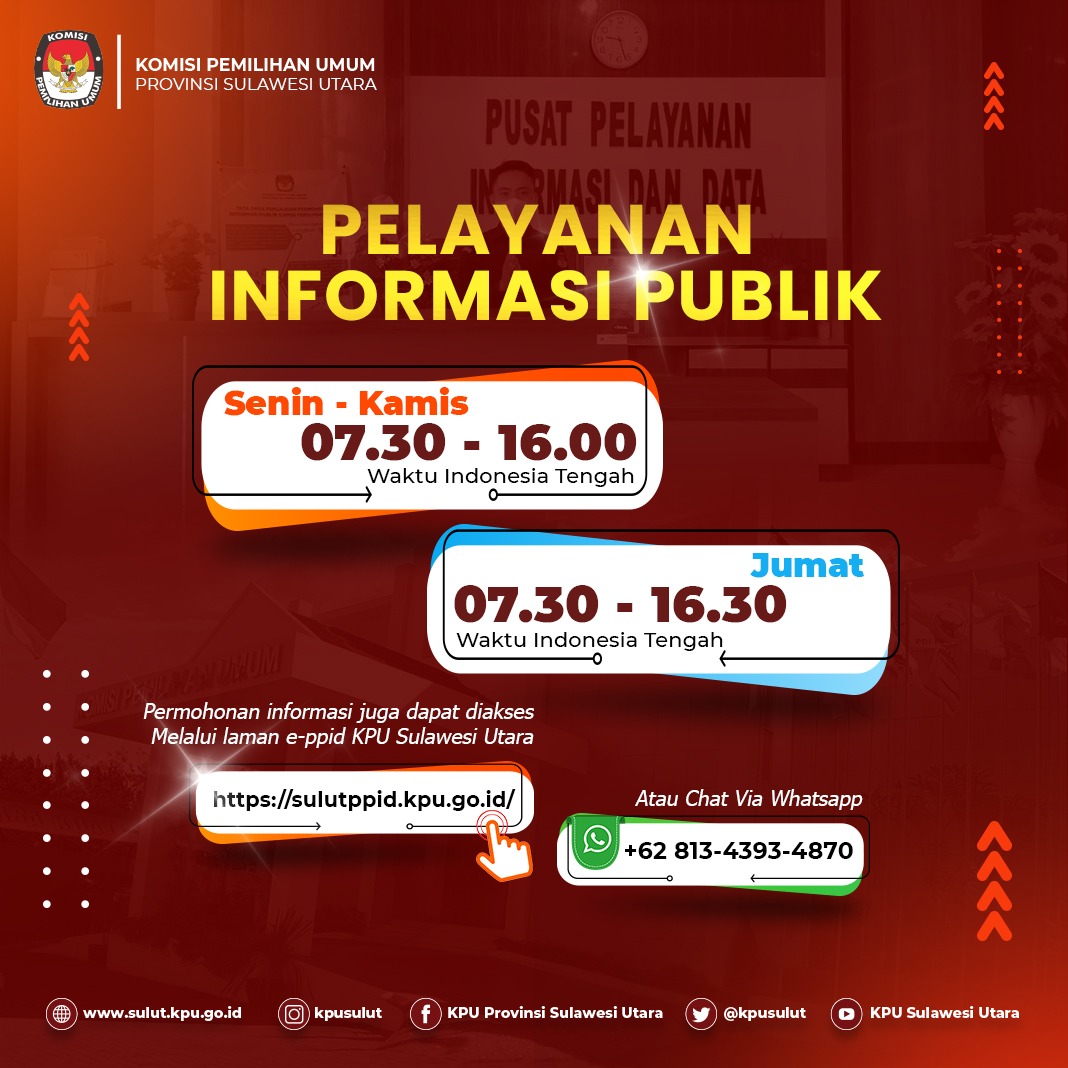 Jam Pelayanan Informasi Publik di KPU Provinsi Sulawesi Utara